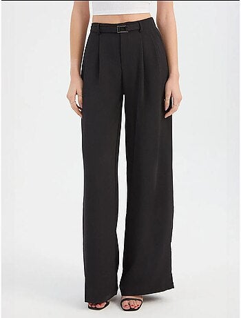 Pantalon large plissé taille haute
