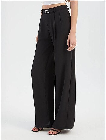 Pantalon large plissé taille haute