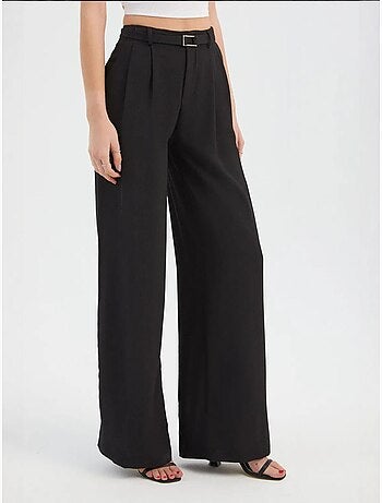 Pantalon large plissé taille haute