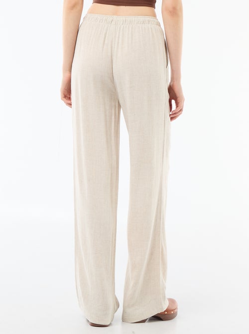 Pantalon large pour femme à taille élastiquée - Kiabi