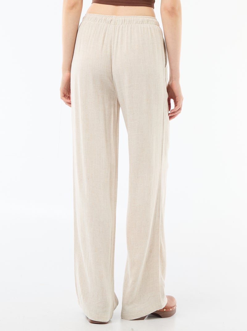 Pantalon large pour femme à taille élastiquée Beige - Kiabi