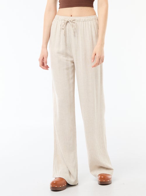 Pantalon large pour femme à taille élastiquée - Kiabi