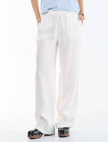 Pantalon large pour femme à taille élastiquée
