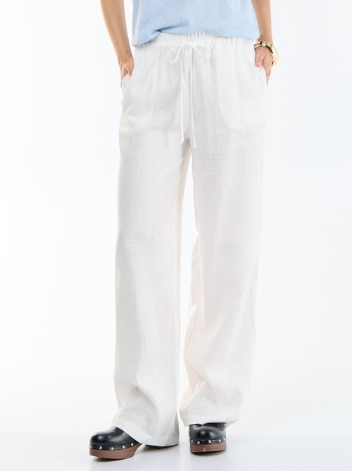 Pantalon large pour femme à taille élastiquée - Kiabi