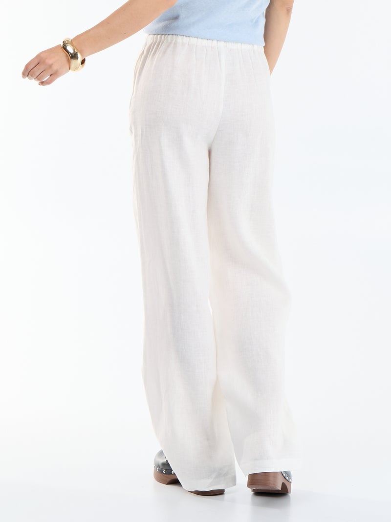Pantalon large pour femme à taille élastiquée Blanc - Kiabi