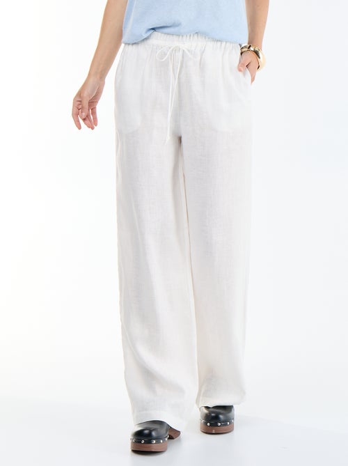 Pantalon large pour femme à taille élastiquée - Kiabi