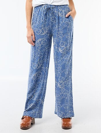 Pantalon large pour femme à taille élastiquée