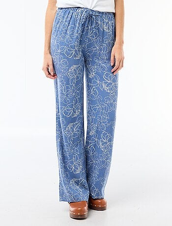Pantalon large pour femme à taille élastiquée