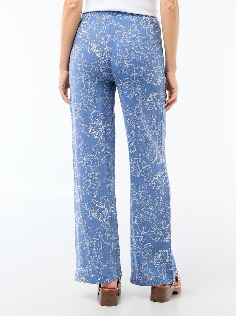 Pantalon large pour femme à taille élastiquée Bleu - Kiabi