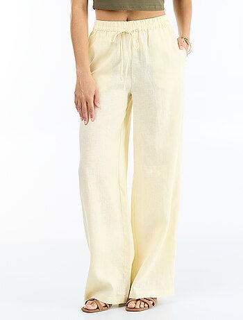 Pantalon large pour femme à taille élastiquée