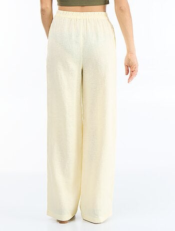 Pantalon large pour femme à taille élastiquée