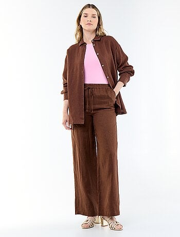 Pantalon large pour femme à taille élastiquée
