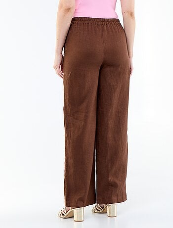 Pantalon large pour femme à taille élastiquée