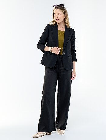 Pantalon large pour femme à taille élastiquée