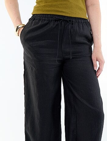 Pantalon large pour femme à taille élastiquée