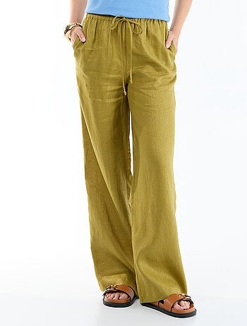 Pantalon large pour femme à taille élastiquée