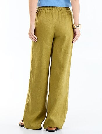 Pantalon large pour femme à taille élastiquée