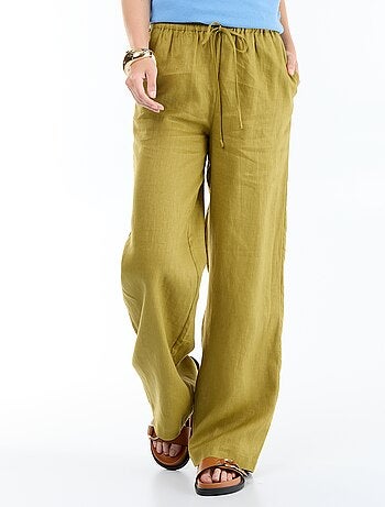 Pantalon large pour femme à taille élastiquée