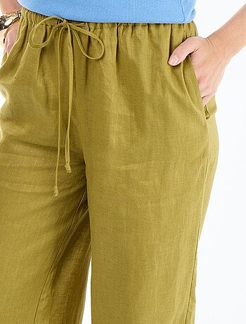 Pantalon large pour femme à taille élastiquée