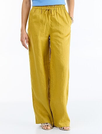 Pantalon large pour femme à taille élastiquée