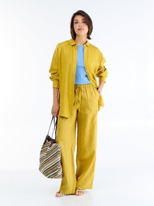 Pantalon large pour femme à taille élastiquée - Kiabi