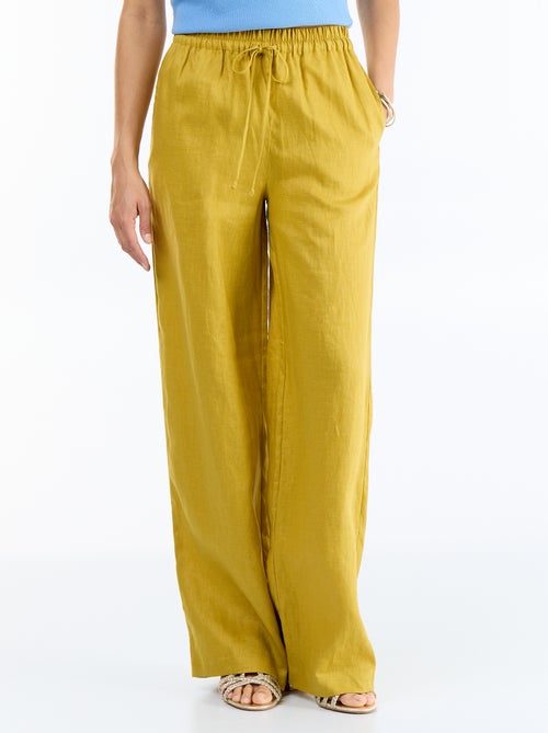 Pantalon large pour femme à taille élastiquée - Kiabi