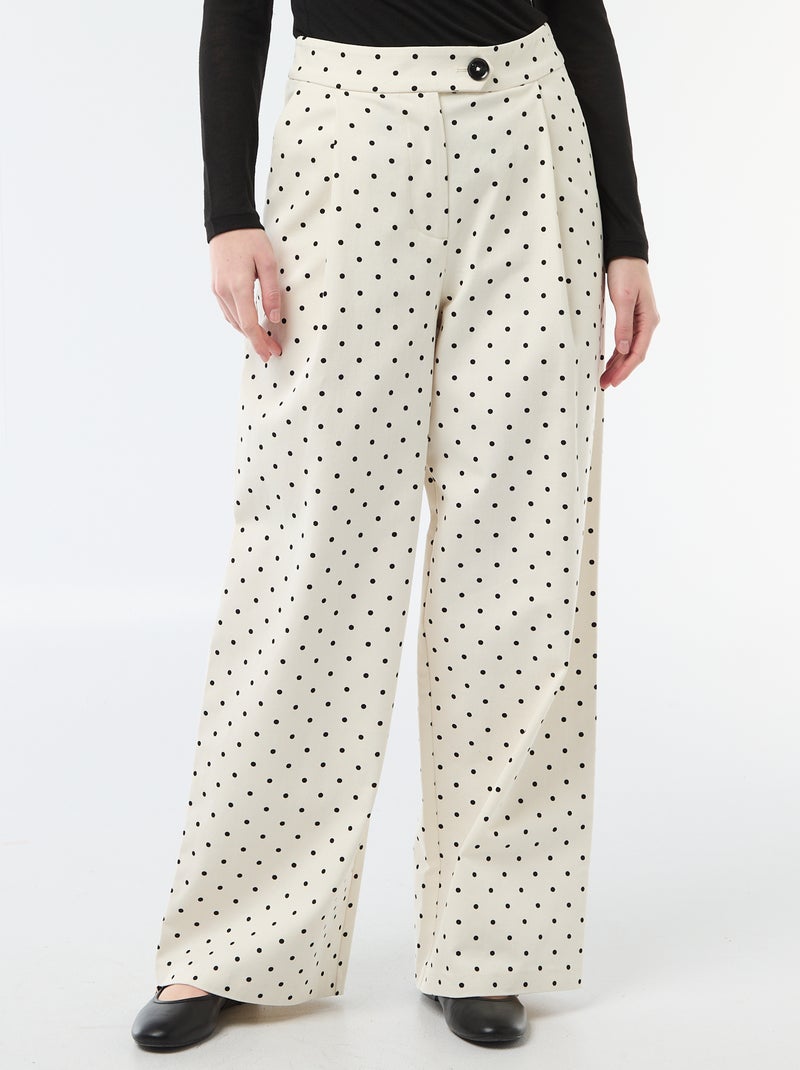 Pantalon large pour femme à taille haute en tissu léger Blanc - Kiabi