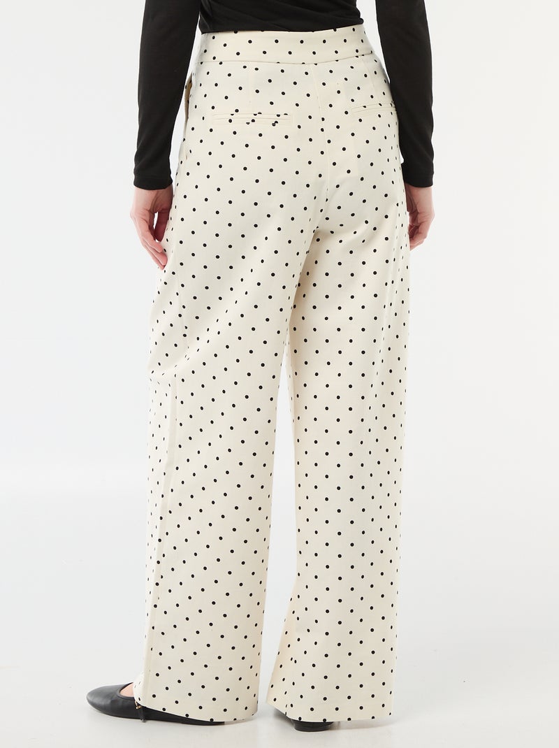 Pantalon large pour femme à taille haute en tissu léger Blanc - Kiabi