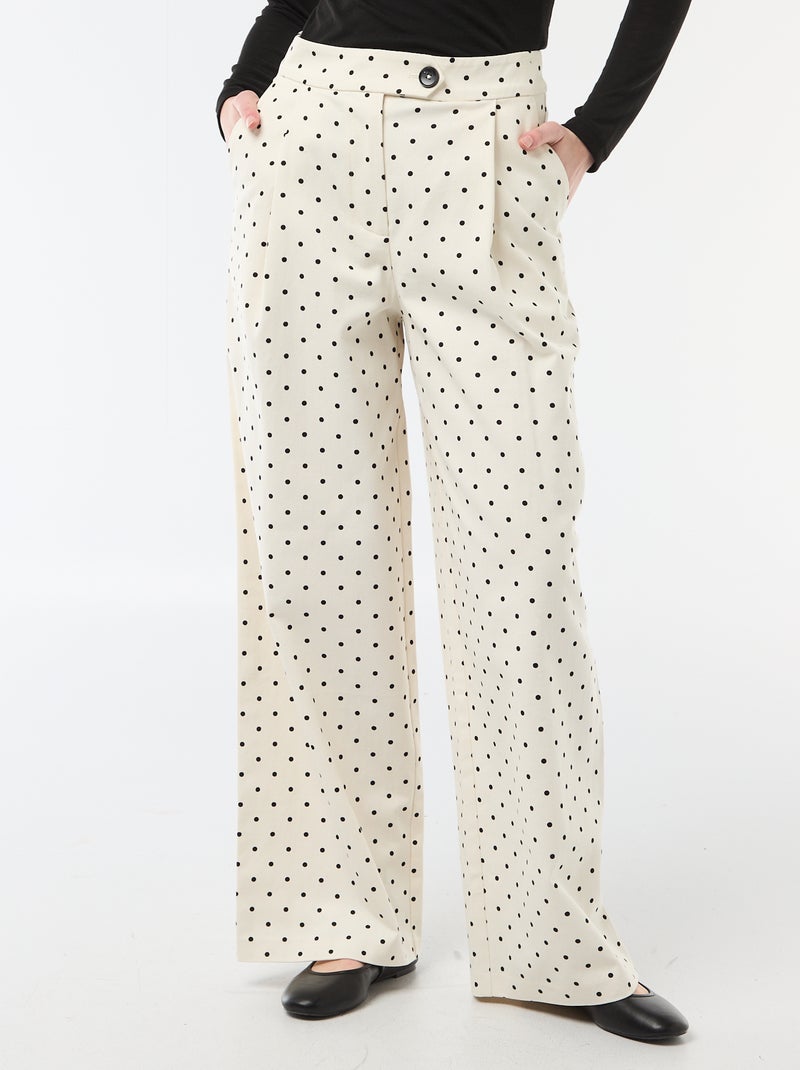Pantalon large pour femme à taille haute en tissu léger Blanc - Kiabi