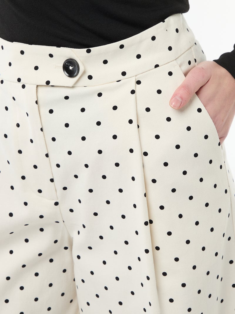 Pantalon large pour femme à taille haute en tissu léger Blanc - Kiabi
