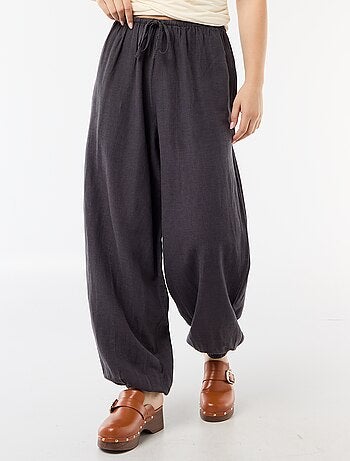 Pantalon large pour femme à taille haute en tissu léger