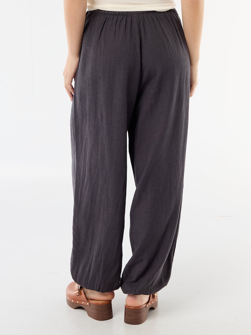 Pantalon large pour femme à taille haute en tissu léger Gris - Kiabi