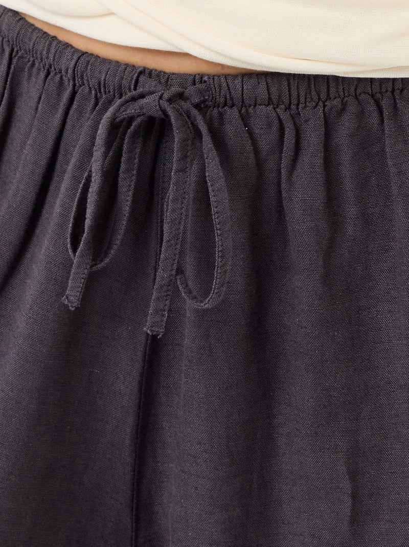 Pantalon large pour femme à taille haute en tissu léger Gris - Kiabi