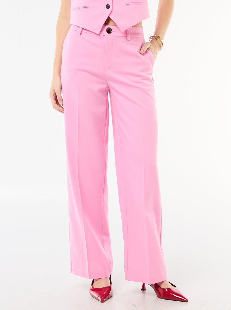 Pantalon large pour femme à taille haute Rose - Kiabi