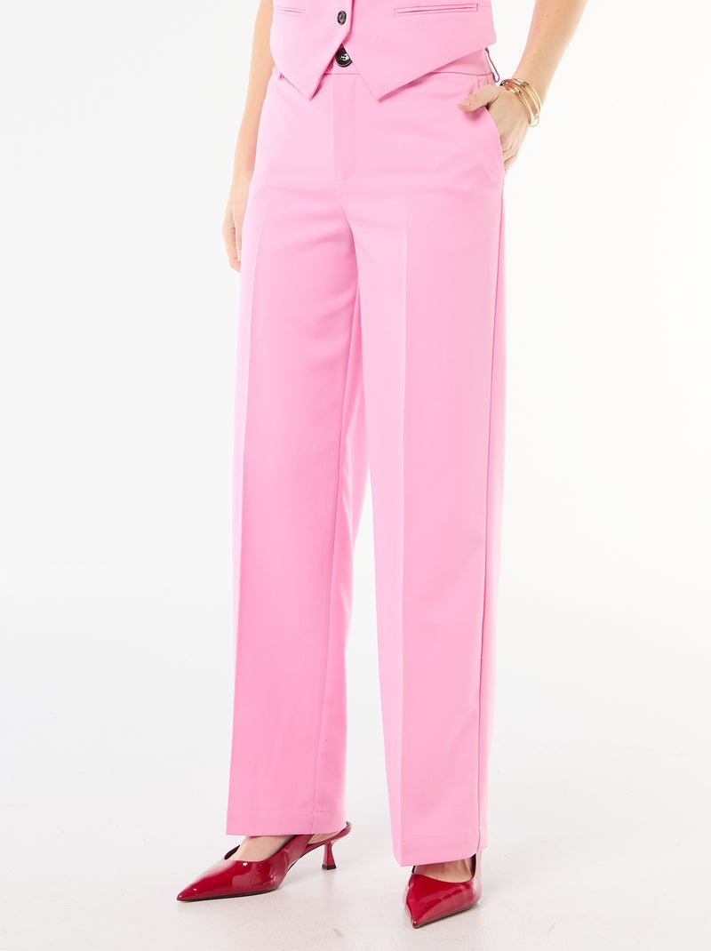 Pantalon large pour femme à taille haute Rose - Kiabi