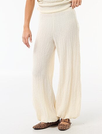 Pantalon large pour femme en maille légère à taille élastiquée