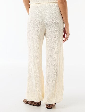 Pantalon large pour femme en maille légère à taille élastiquée