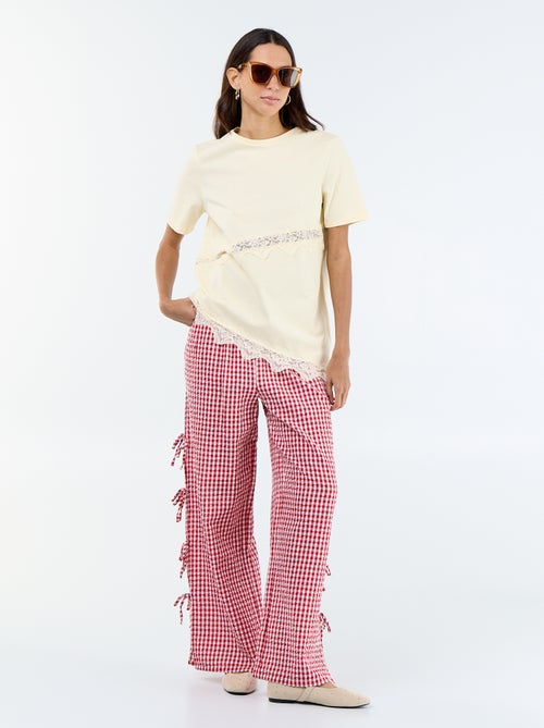 Pantalon large pour femme en tissu léger fantaisie - Kiabi Pantalon large pour femme en tissu léger fantaisie - Kiabi