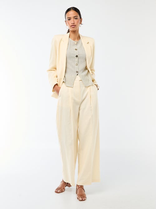 Pantalon large pour femme en toile légère - Kiabi Pantalon large pour femme en toile légère - Kiabi
