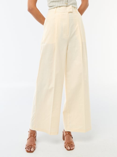 Pantalon large pour femme en toile légère - Kiabi Pantalon large pour femme en toile légère - Kiabi