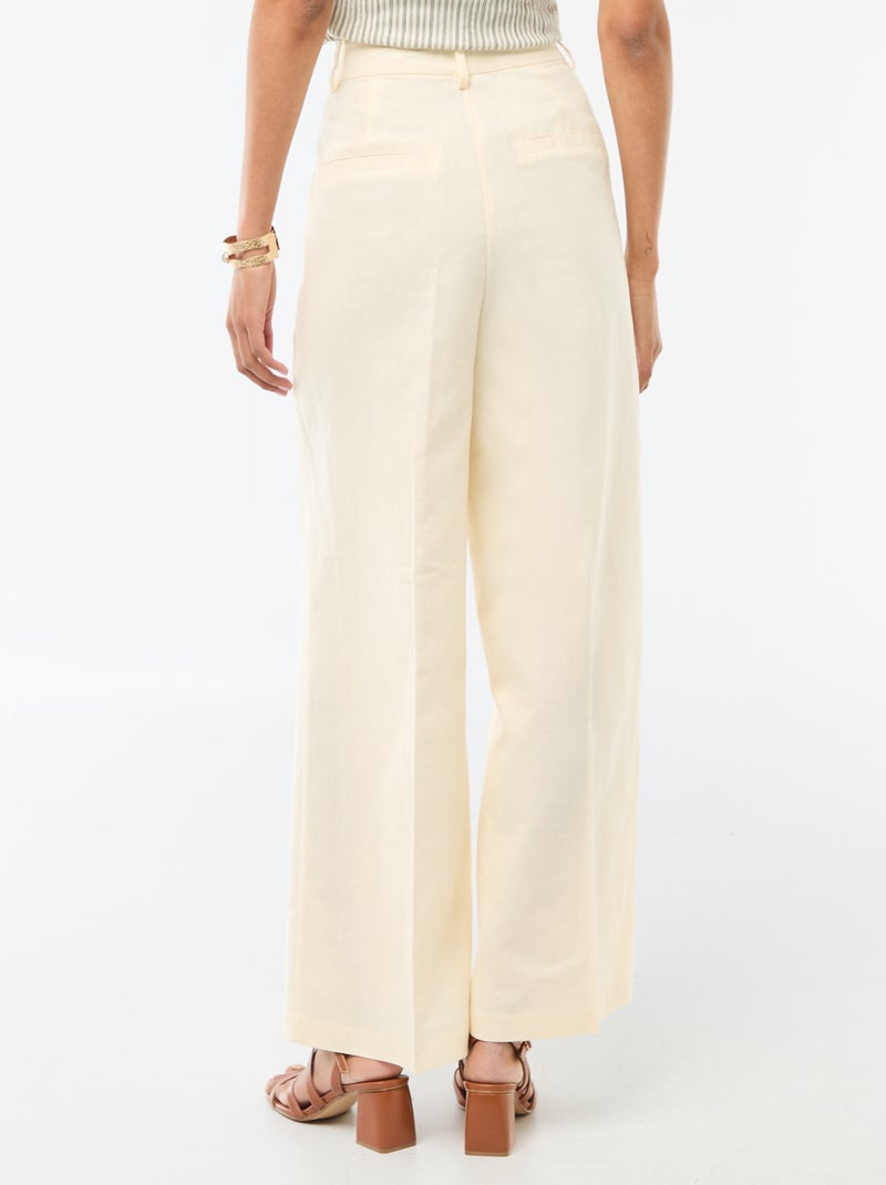 Pantalon large pour femme en toile légère Beige - Kiabi