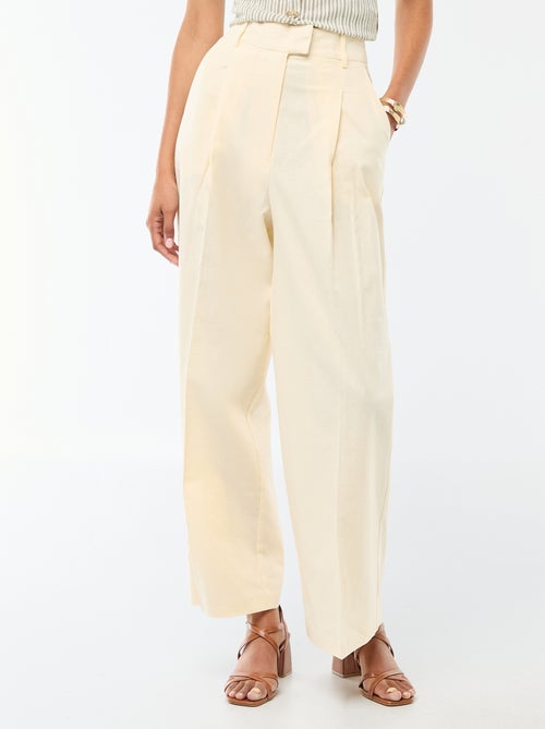 Pantalon large pour femme en toile légère - Kiabi Pantalon large pour femme en toile légère - Kiabi