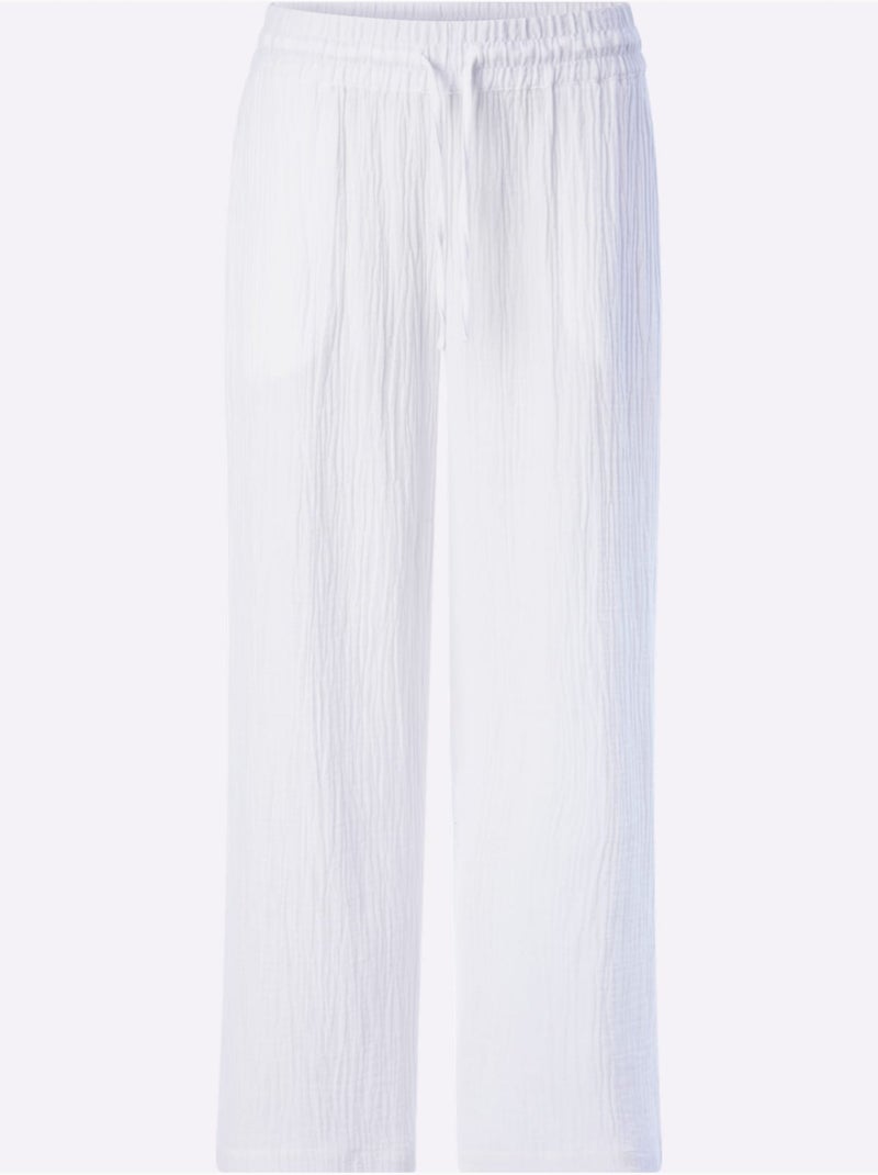 Pantalon large pur coton - taille standard - witt Blanc - Kiabi