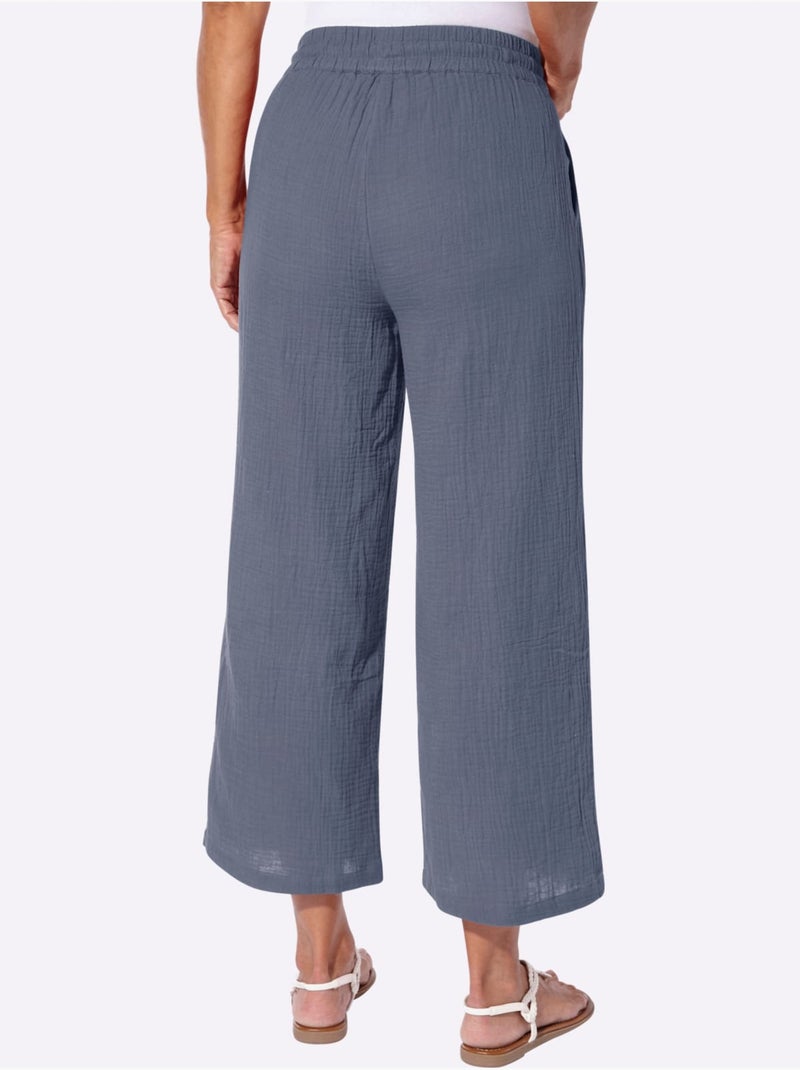 Pantalon large pur coton - taille standard - witt Bleu gris - Kiabi
