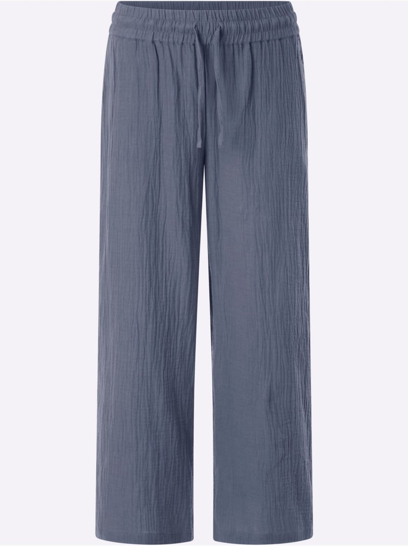 Pantalon large pur coton - taille standard - witt Bleu gris - Kiabi