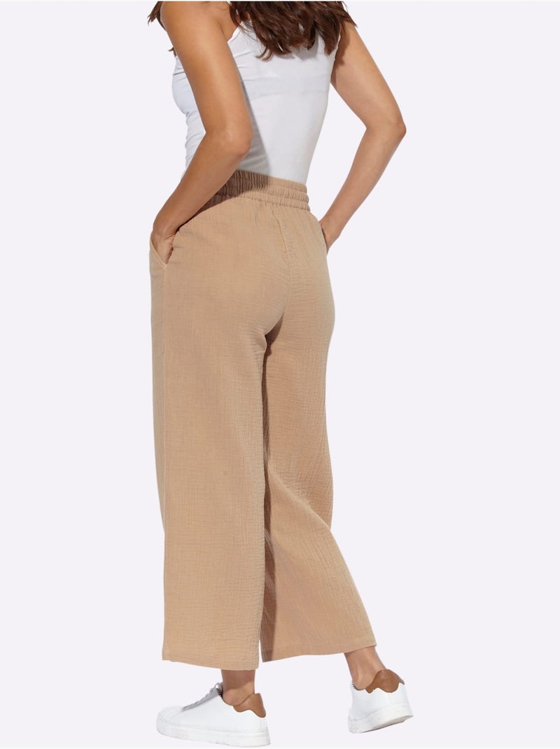 Pantalon large pur coton - taille standard - witt Doré - Kiabi