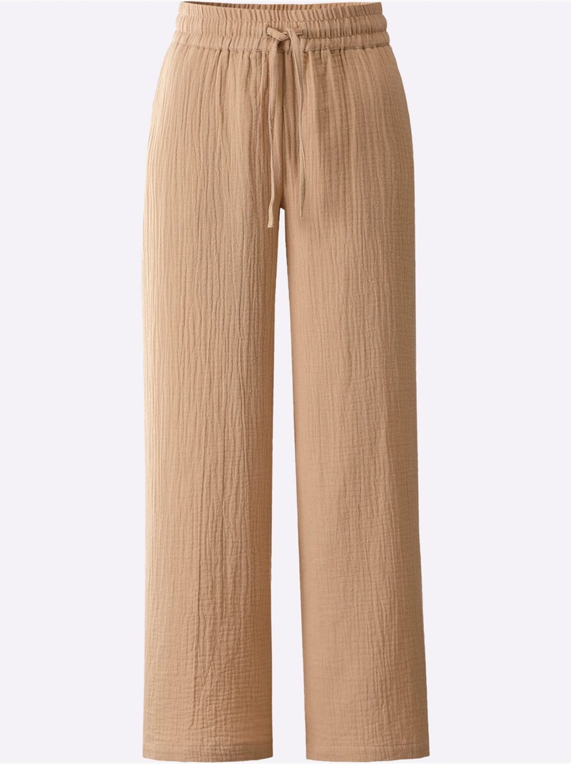 Pantalon large pur coton - taille standard - witt Doré - Kiabi