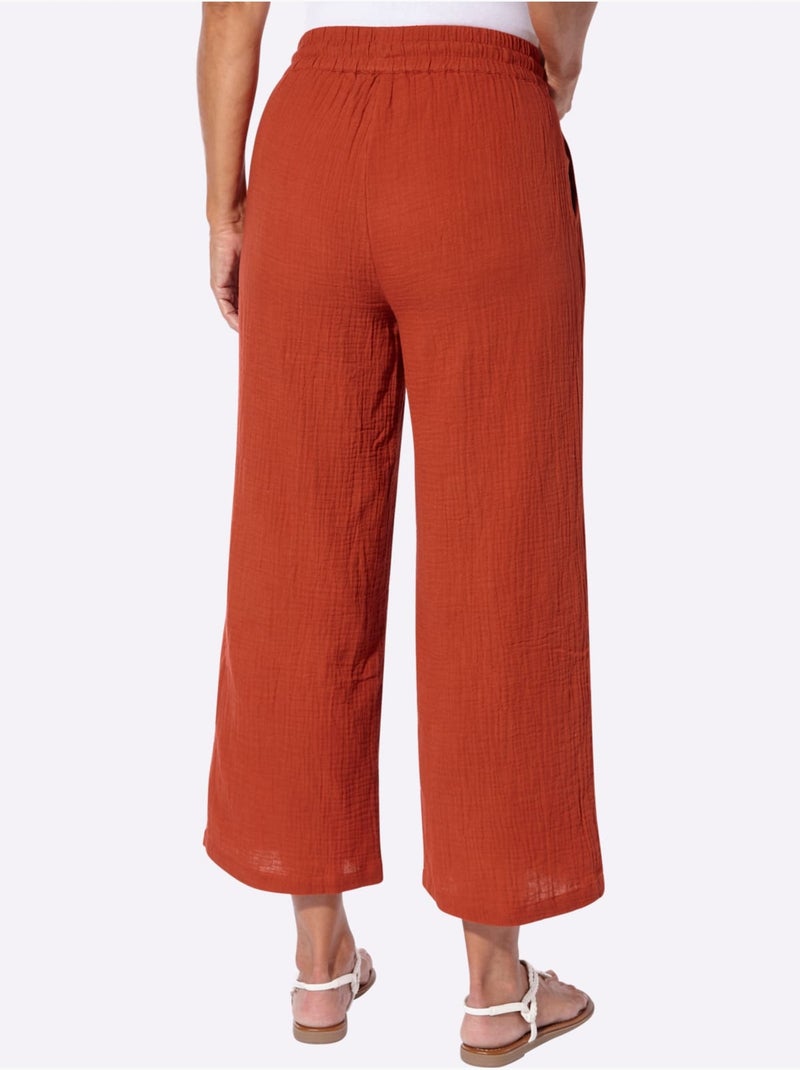 Pantalon large pur coton - taille standard - witt Orange/Rouge - Kiabi