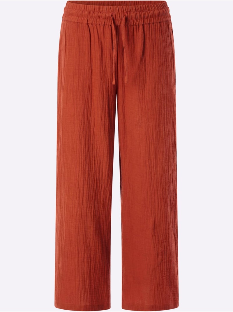 Pantalon large pur coton - taille standard - witt Orange/Rouge - Kiabi