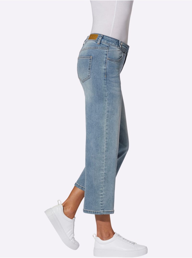 Pantalon Large Qualité Coton - Taille Courte - Witt Bleu Blanc - Kiabi
